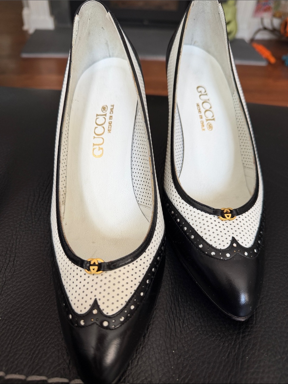 Gucci Black & White Pointed Tip Heels